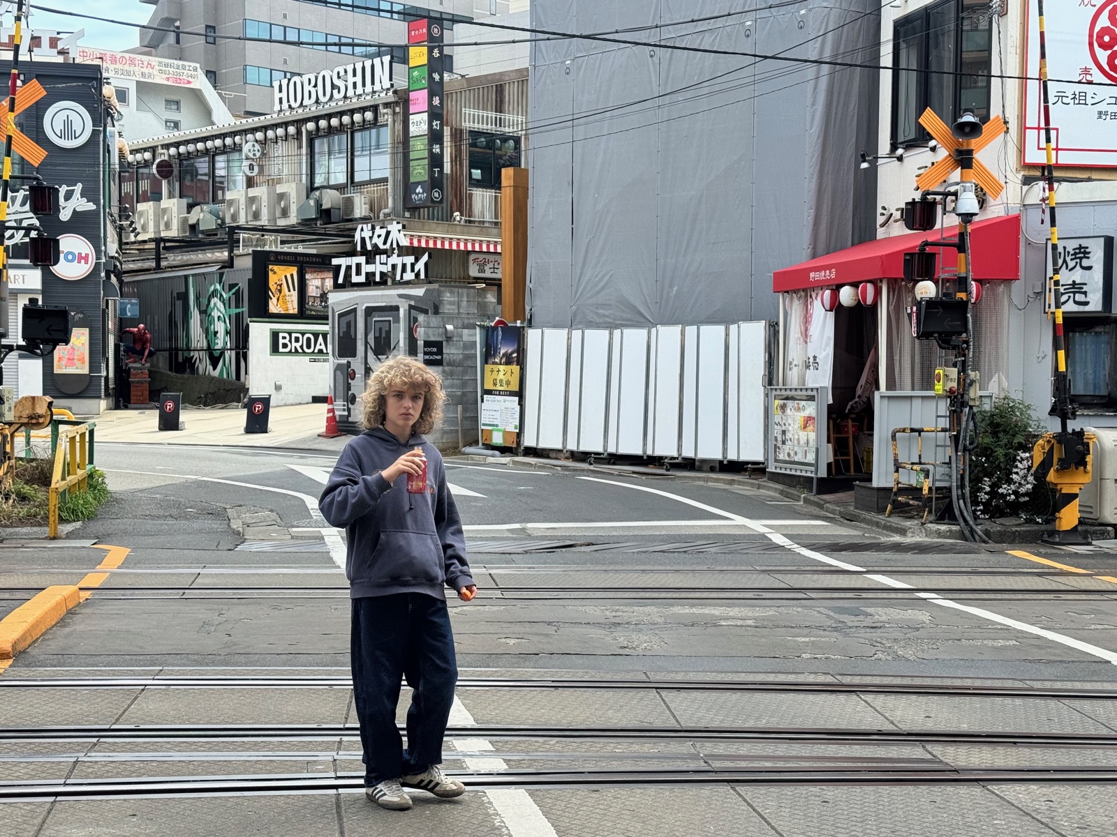 Luca at the Yoyogi railroad crossing